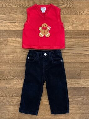 Kitestrings Baby Boys 18 Months Sweater Vest Corduroy Pants Holiday Outfit